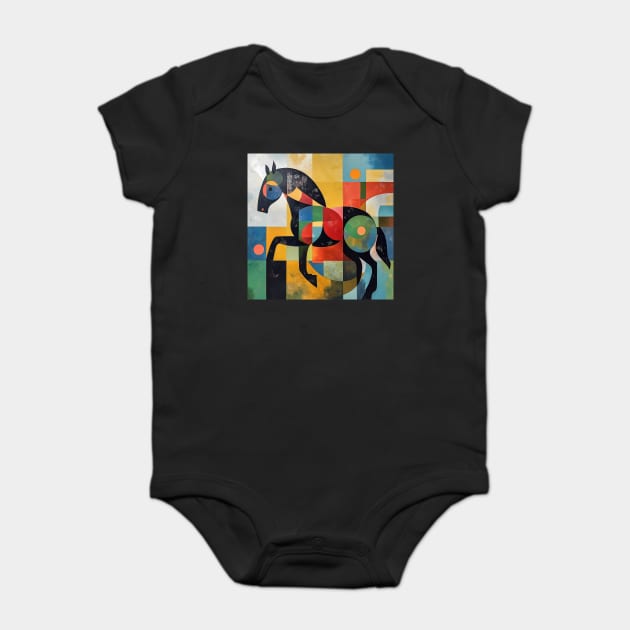 Horse - Modernist Style Colored Abstract Animal Baby Bodysuit by TuncGK